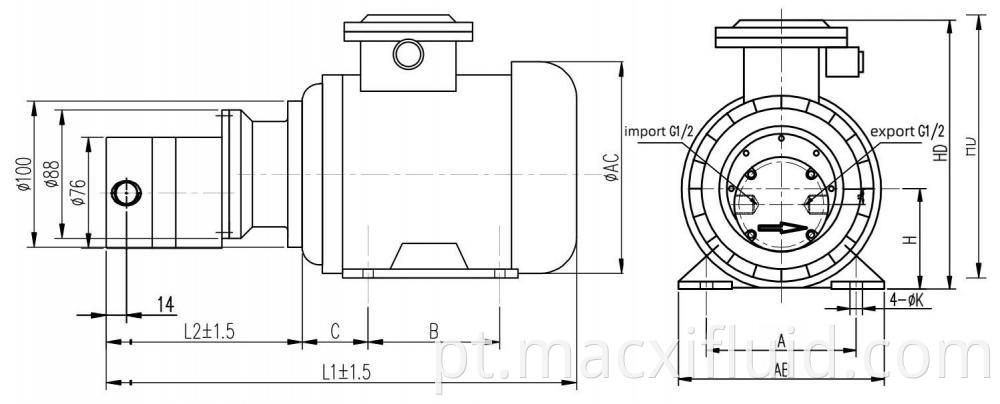 88 Ac Asynchronous Motor Gear Pump